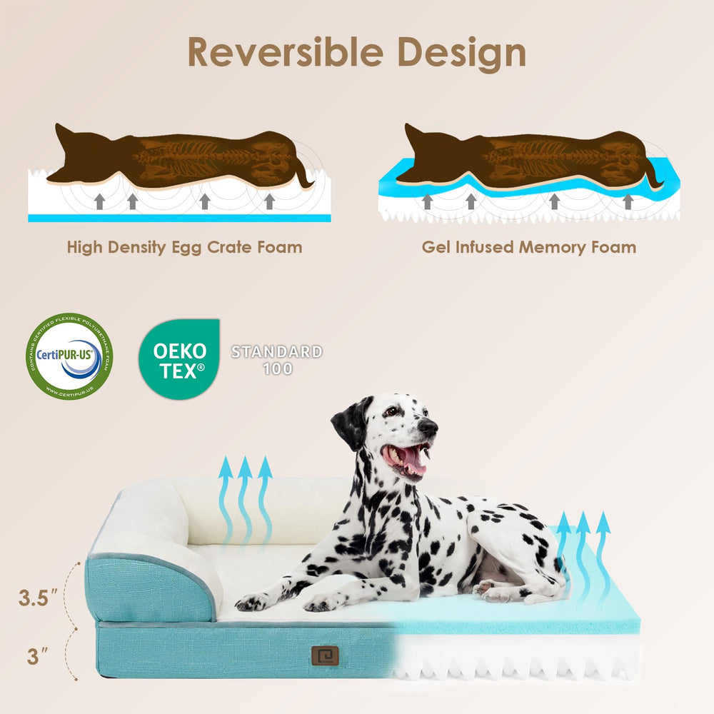 EHEYCIGA large dog bed with side bolsters for neck and head support.