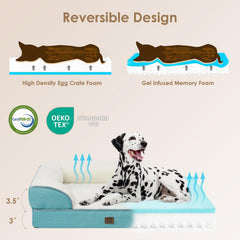 EHEYCIGA large dog bed with side bolsters for neck and head support.