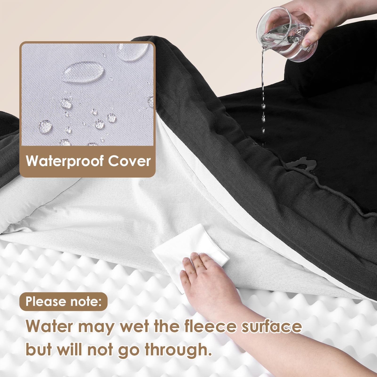 Close-up of memory foam inside EHEYCIGA bed relieves pressure points for comfort