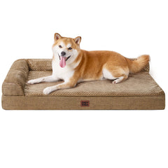 EHEYCIGA memory foam dog bed top view showing egg crate layer for joint comfort
