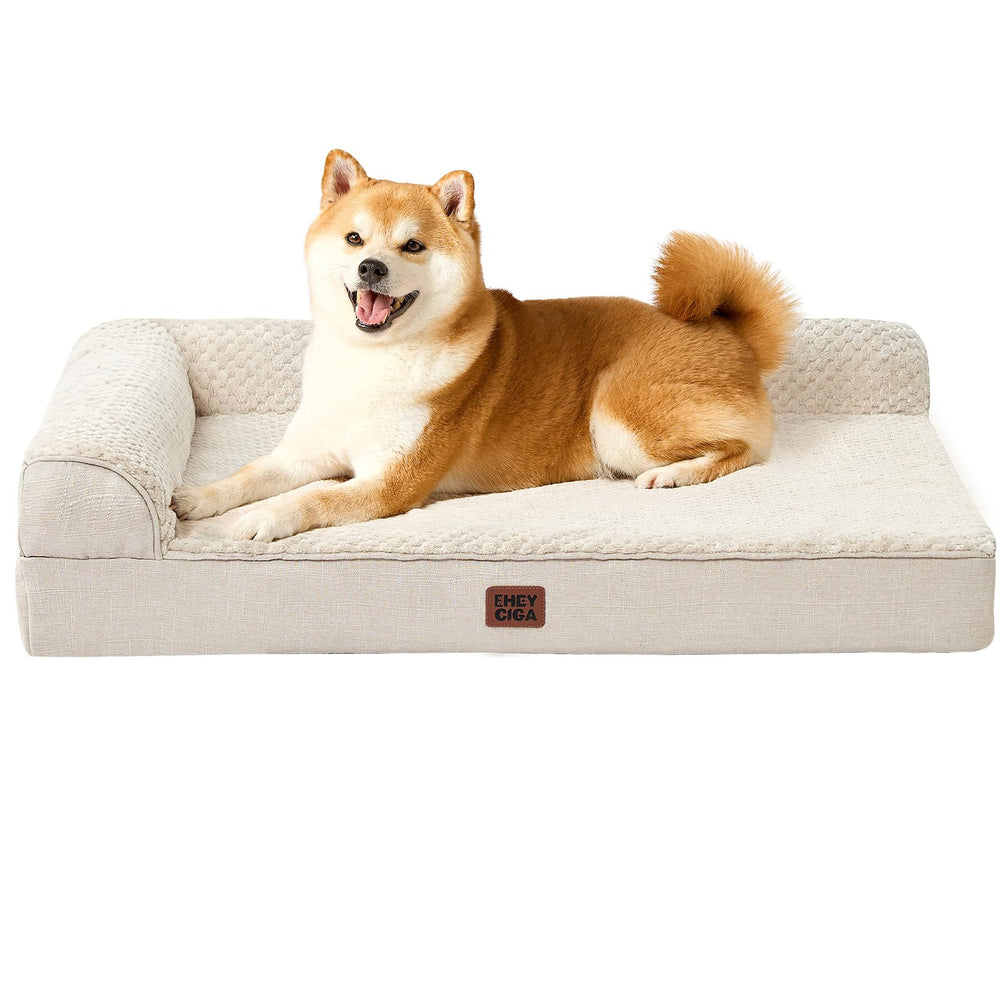 EHEYCIGA memory foam dog bed large with egg crate support for joint comfort.