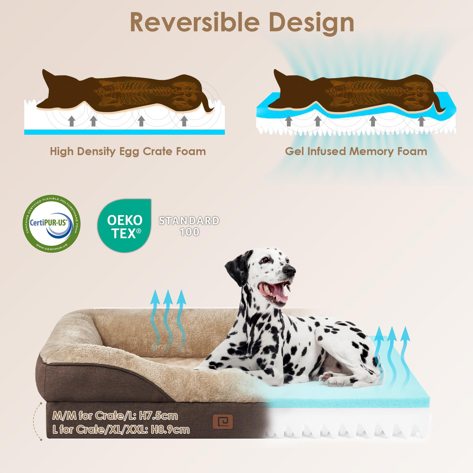 EHEYCIGA memory foam layer provides pressure relief for restful sleep.
