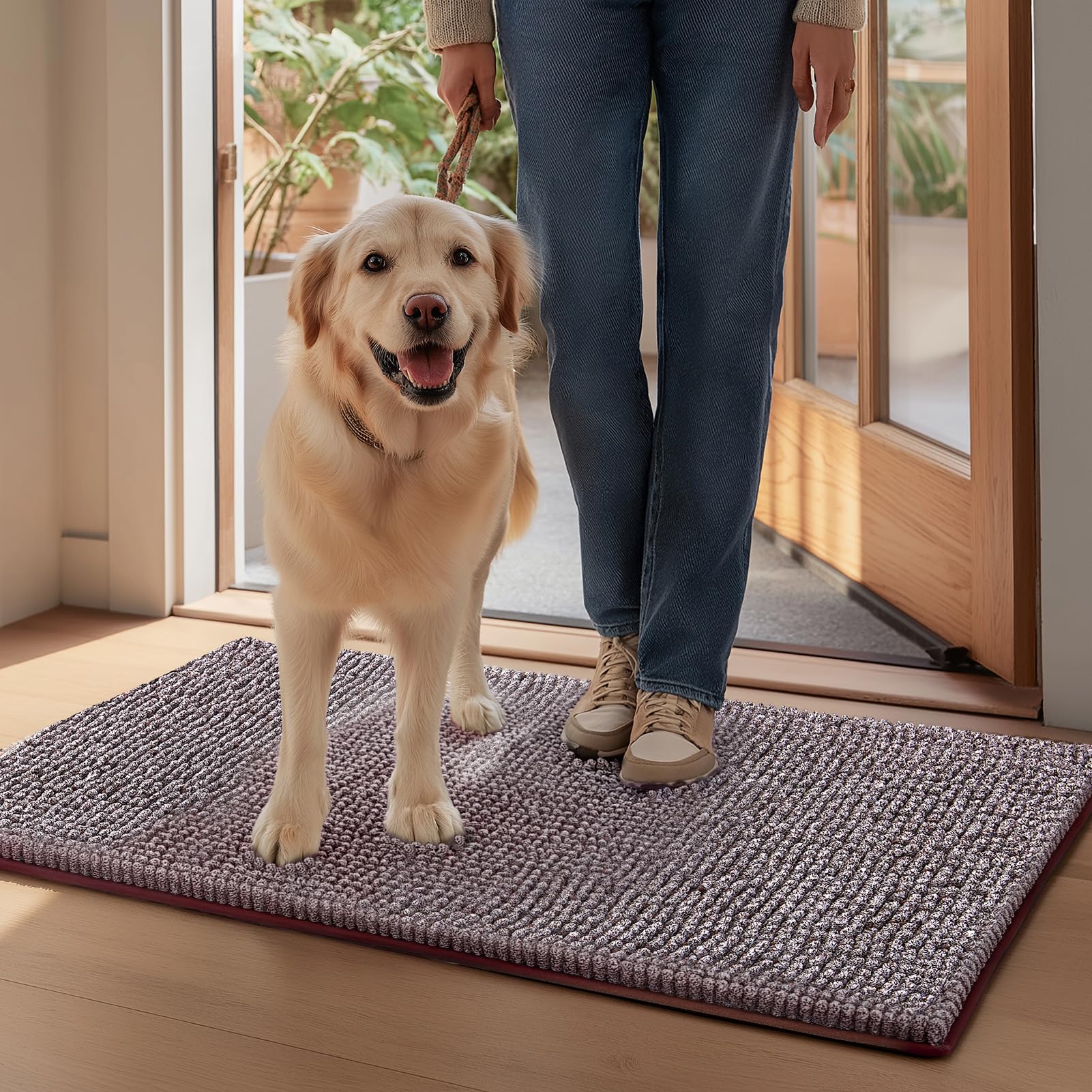 EHEYCIGA mud mat at front door traps moisture and dirt on contact.