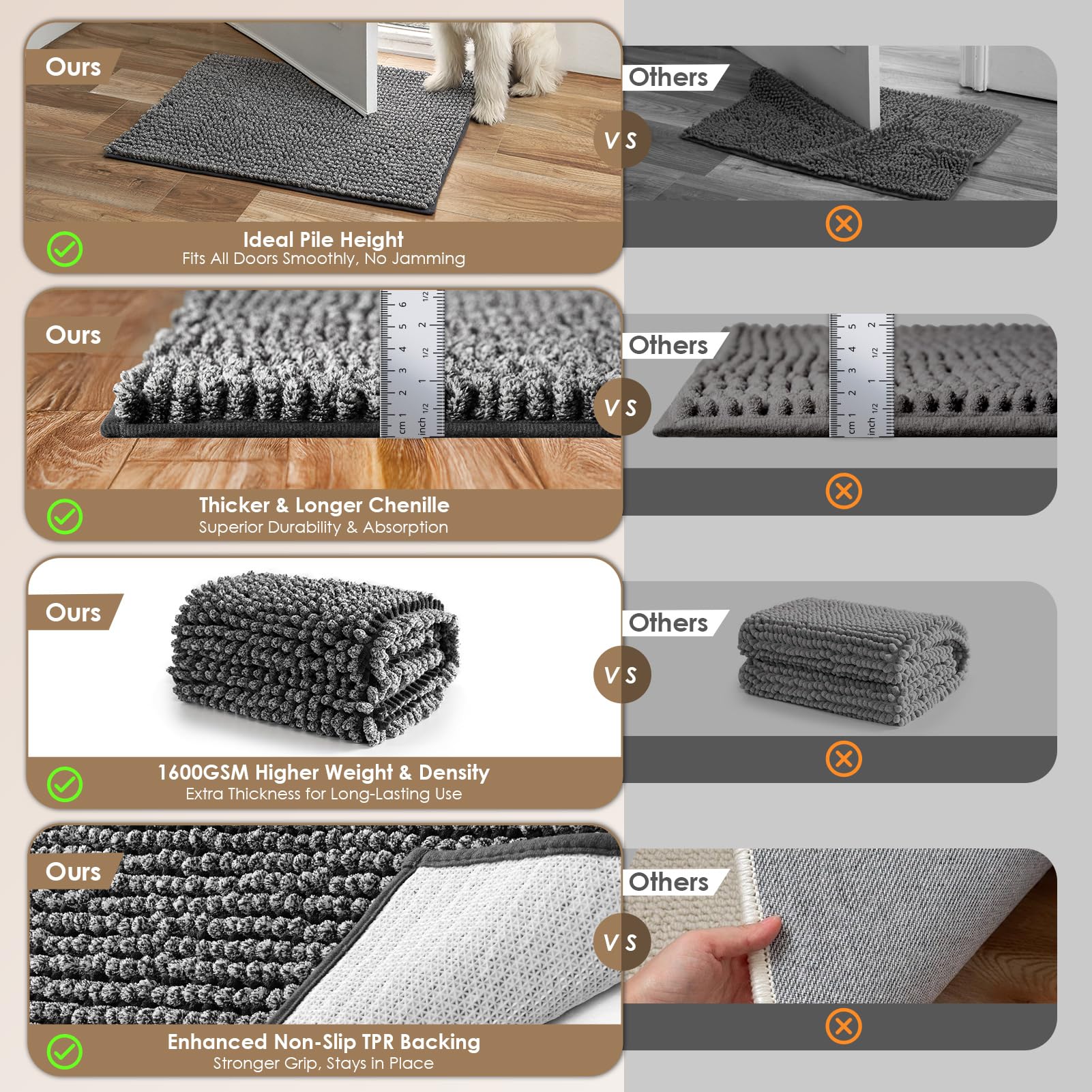 EHEYCIGA muddy paws mat illustrating moisture absorption for wet paws