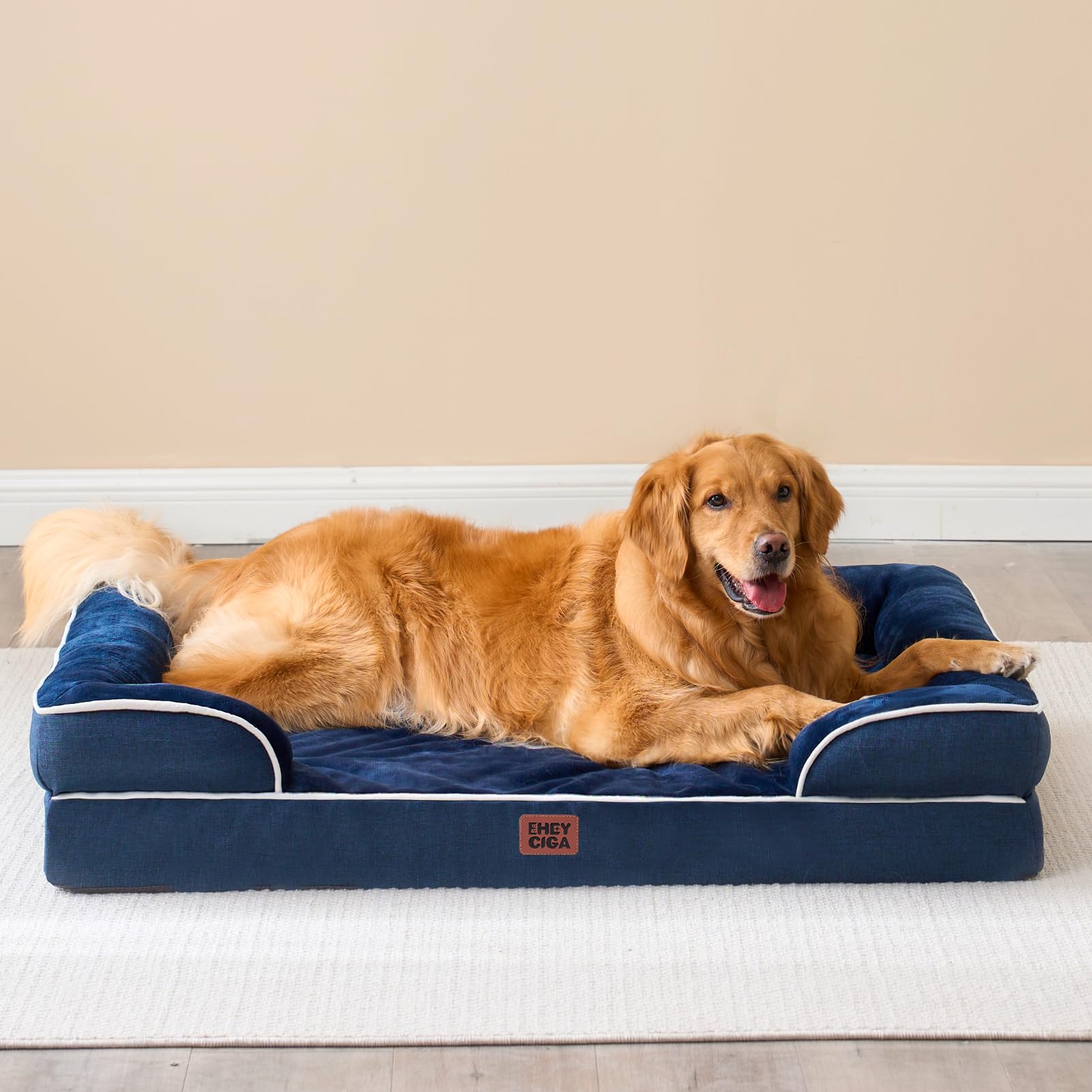 Navy color complements home decor while providing practical pet comfort