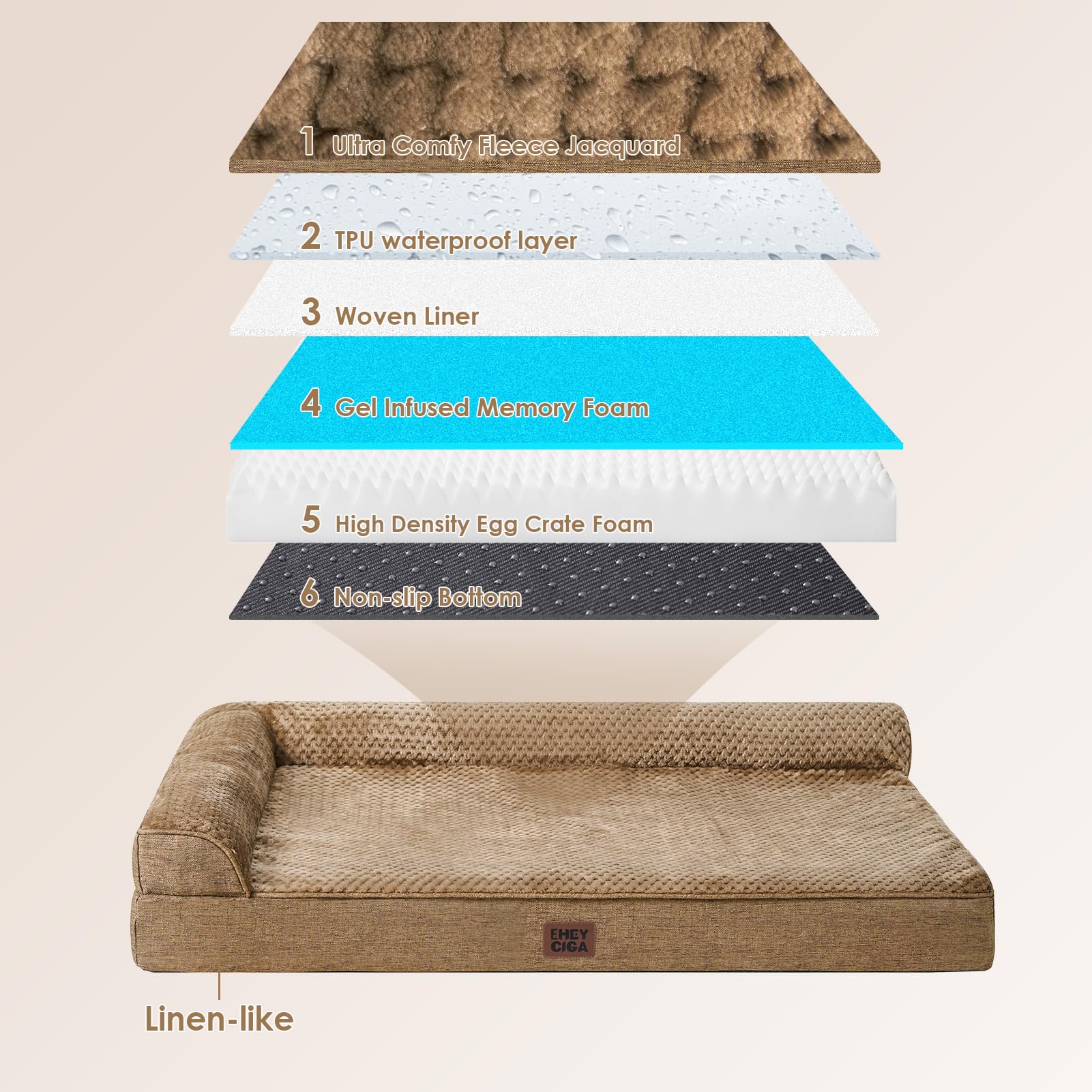 Non-slip bottom helps keep the EHEYCIGA bed steady during restless nights.