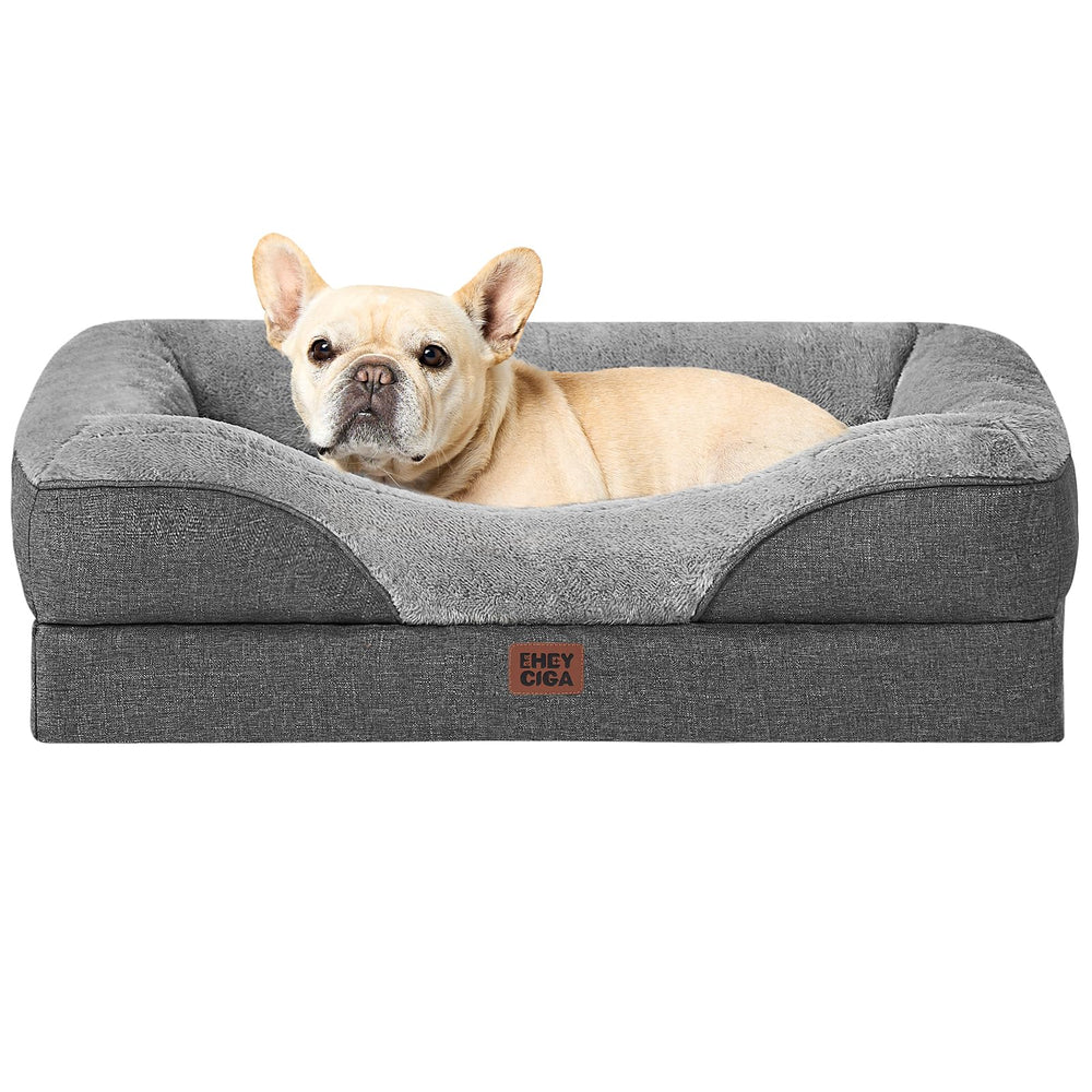 EHEYCIGA orthopedic bed with memory foam layers, close-up on comfort