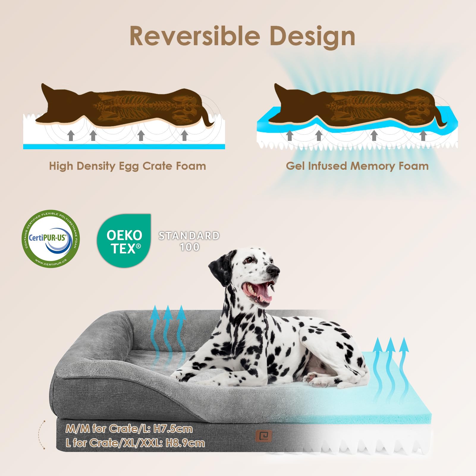 EHEYCIGA bed sofa design, side view highlighting four-sided bolster support