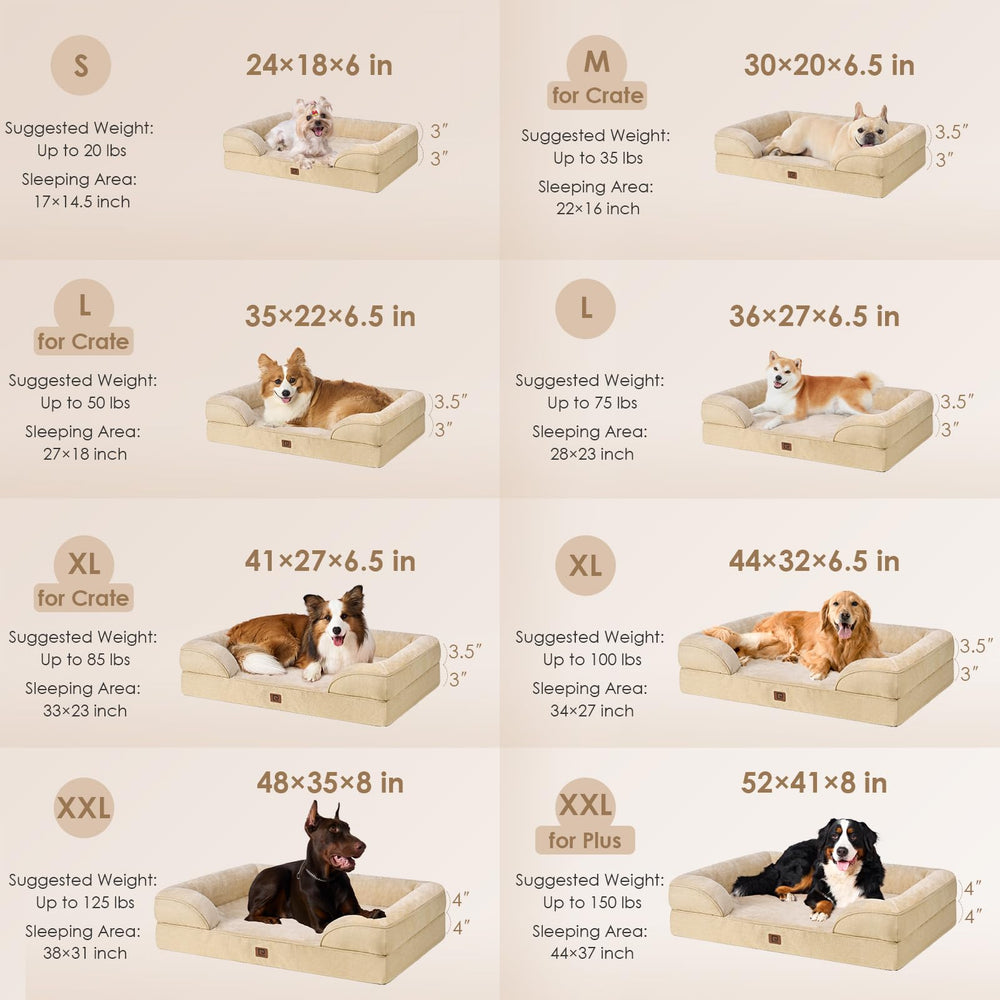 EHEYCIGA dog bed with 3-sided bolsters supports neck and head for snug naps.