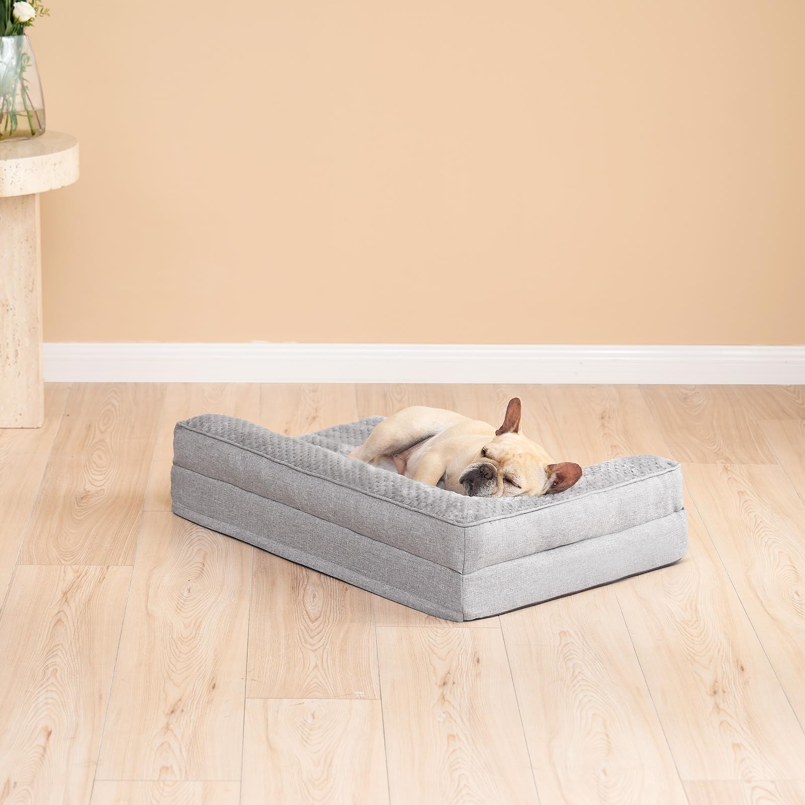 EHEYCIGA grey fabric bed designed for durability and style