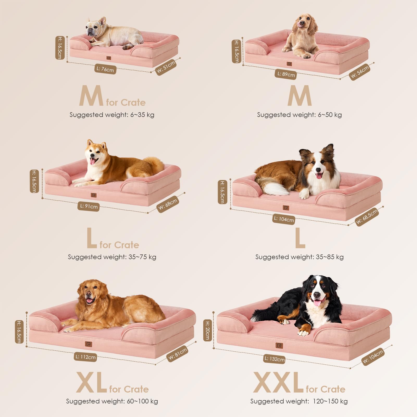 EHEYCIGA dusty-pink fabric adds stylish comfort for pets.