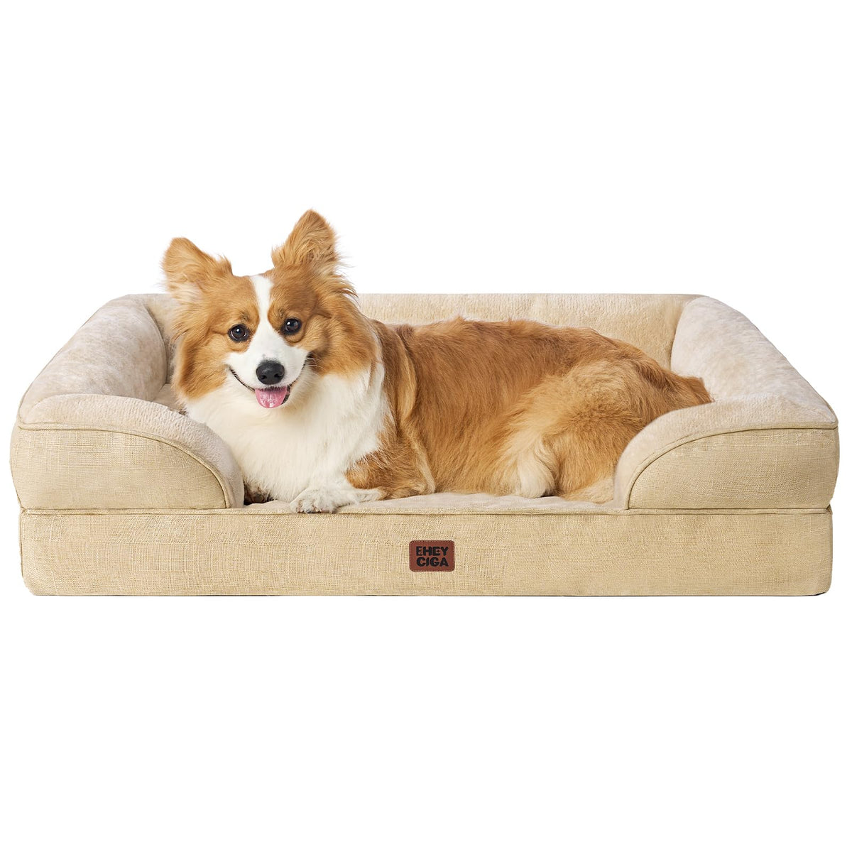 EHEYCIGA orthopedic dog bed front view shows memory foam support for aging joints.