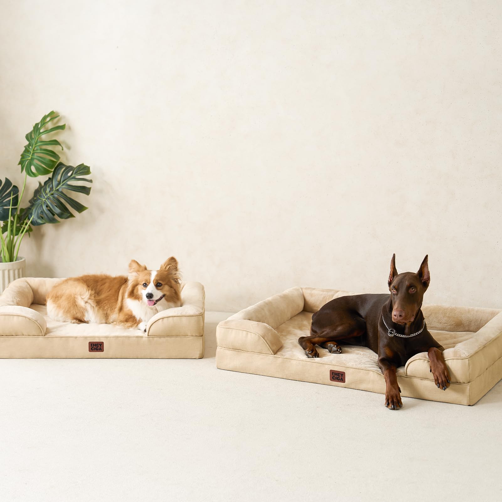EHEYCIGA greige color bed fits modern home decor