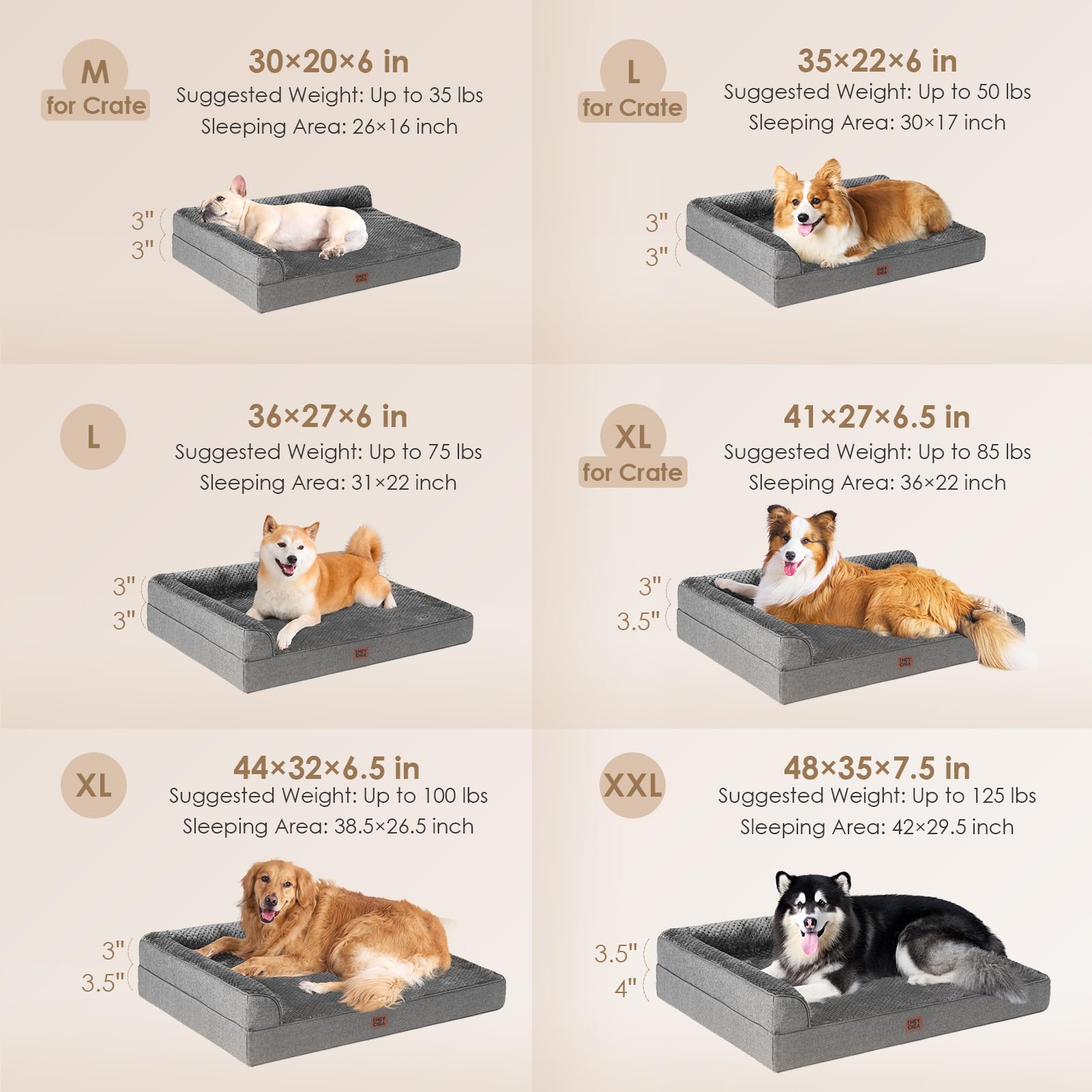 EHEYCIGA orthopedic dog bed with L-shaped design supports neck and head