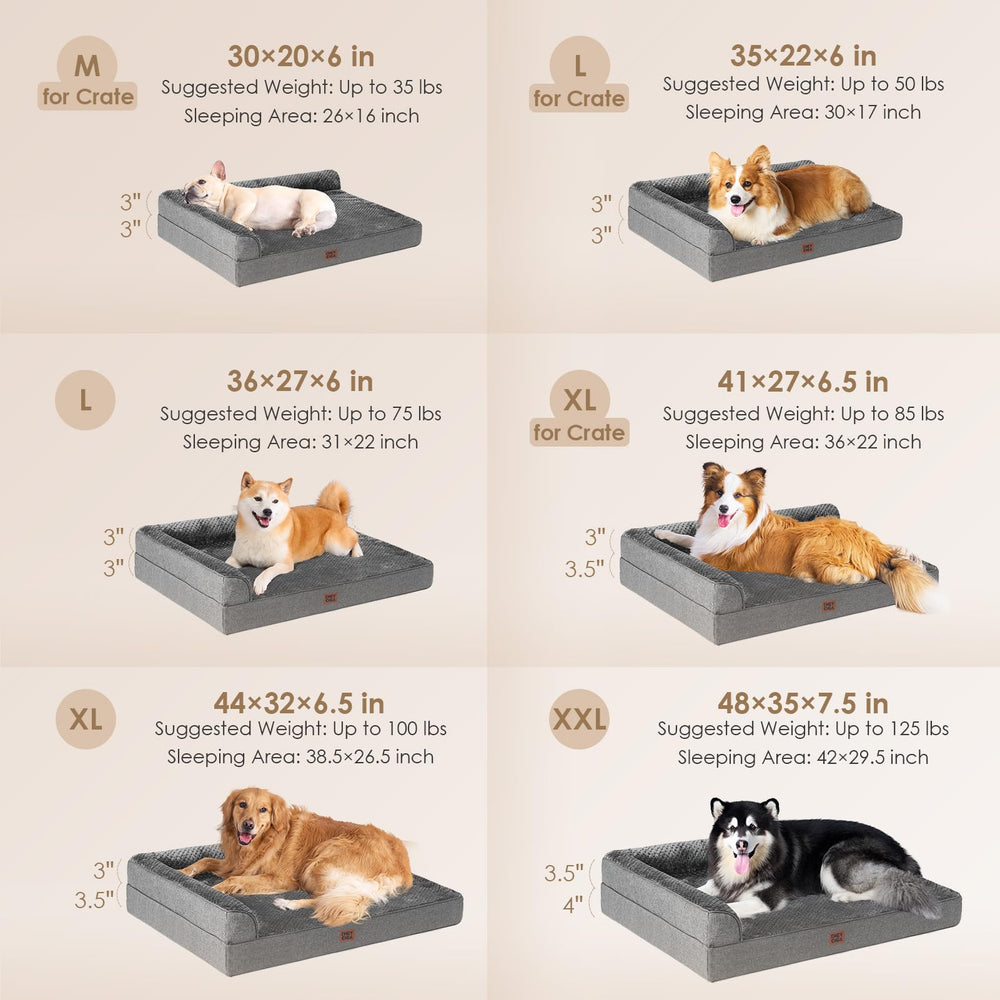 EHEYCIGA orthopedic dog bed with L-shaped design supports neck and head