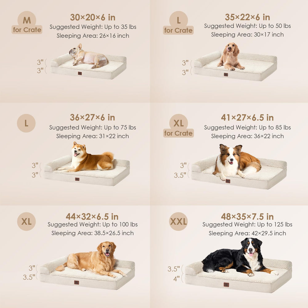 EHEYCIGA orthopedic dog bed large with an L-shaped design supporting neck and head.