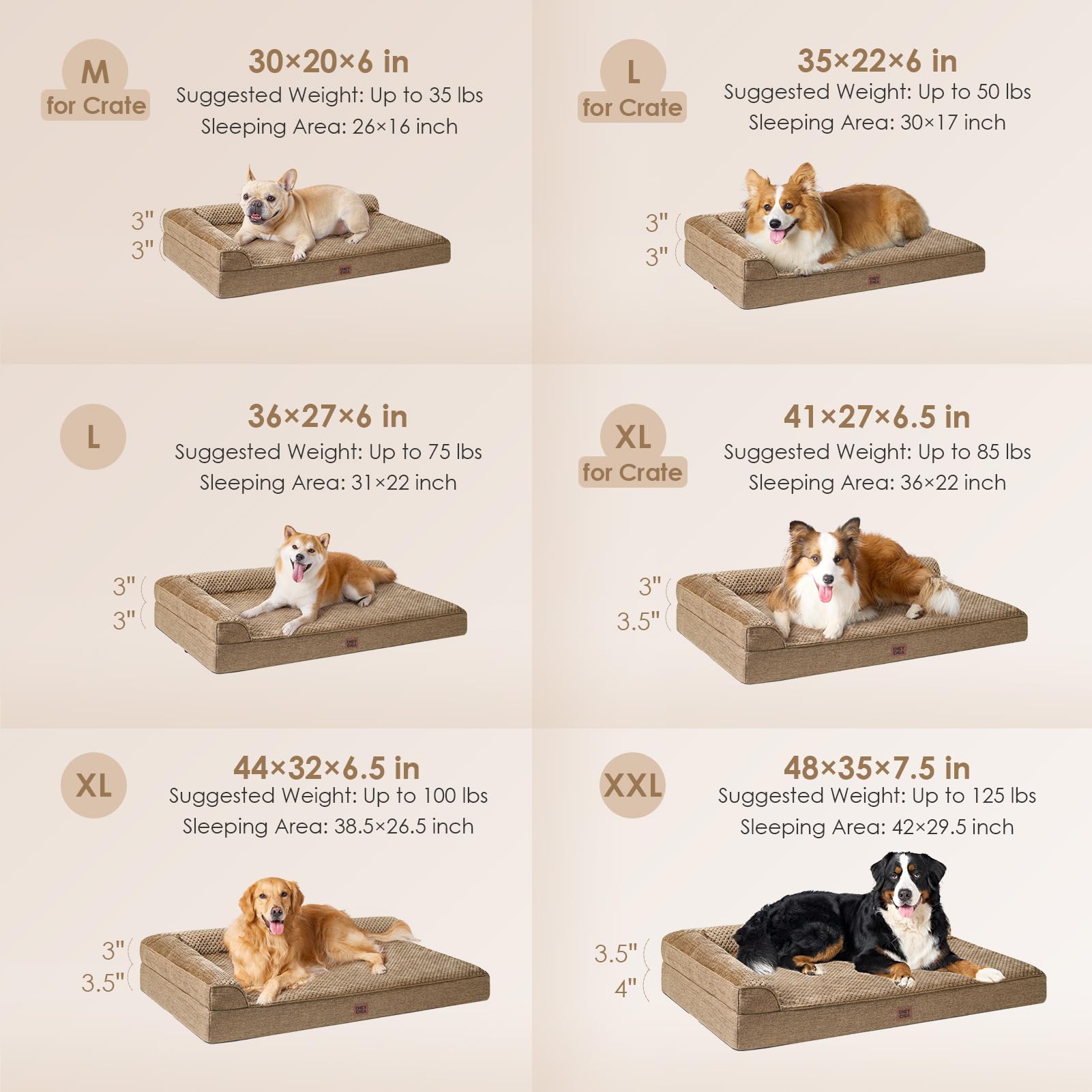 EHEYCIGA memory foam bed designed for crate use offers plush comfort for naps.