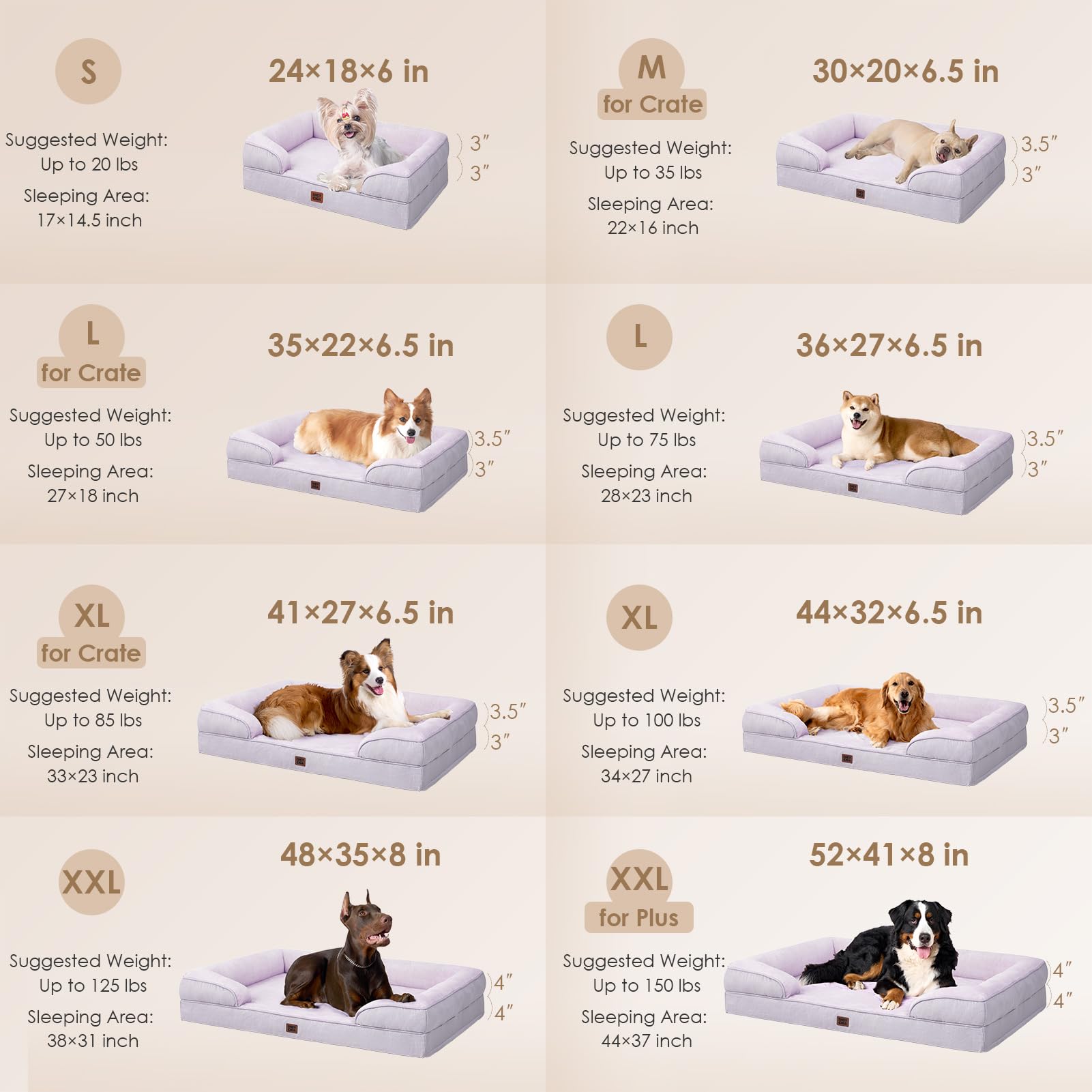EHEYCIGA lilac bed with egg-crate foam distributes pressure for even support