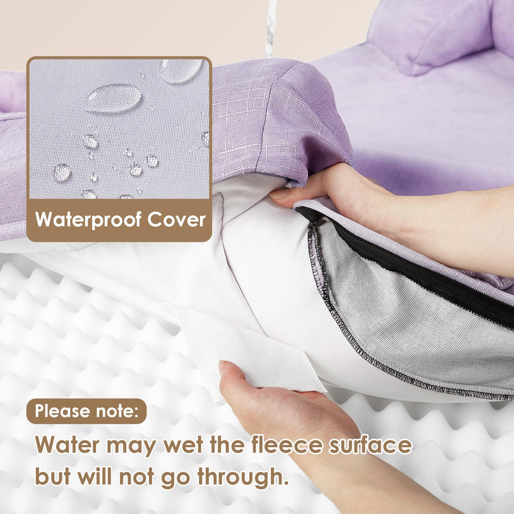 EHEYCIGA lilac bed with four-sided bolsters cradle neck and head for restful sleep