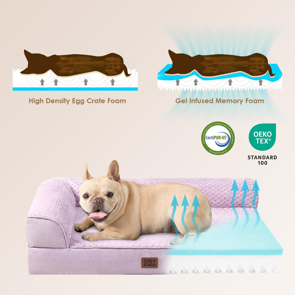 Linen-like side provides breathable, comfortable accents on the bed.