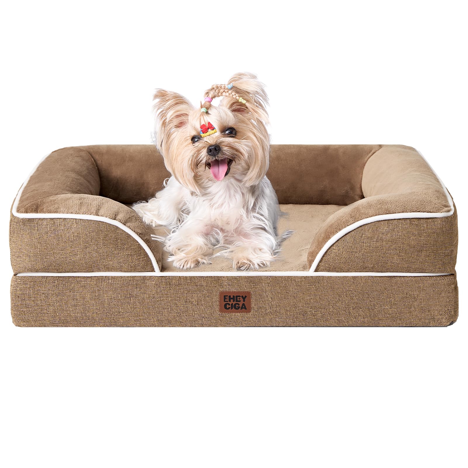 EHEYCIGA orthopedic bed memory foam close-up shows contour support for small dogs