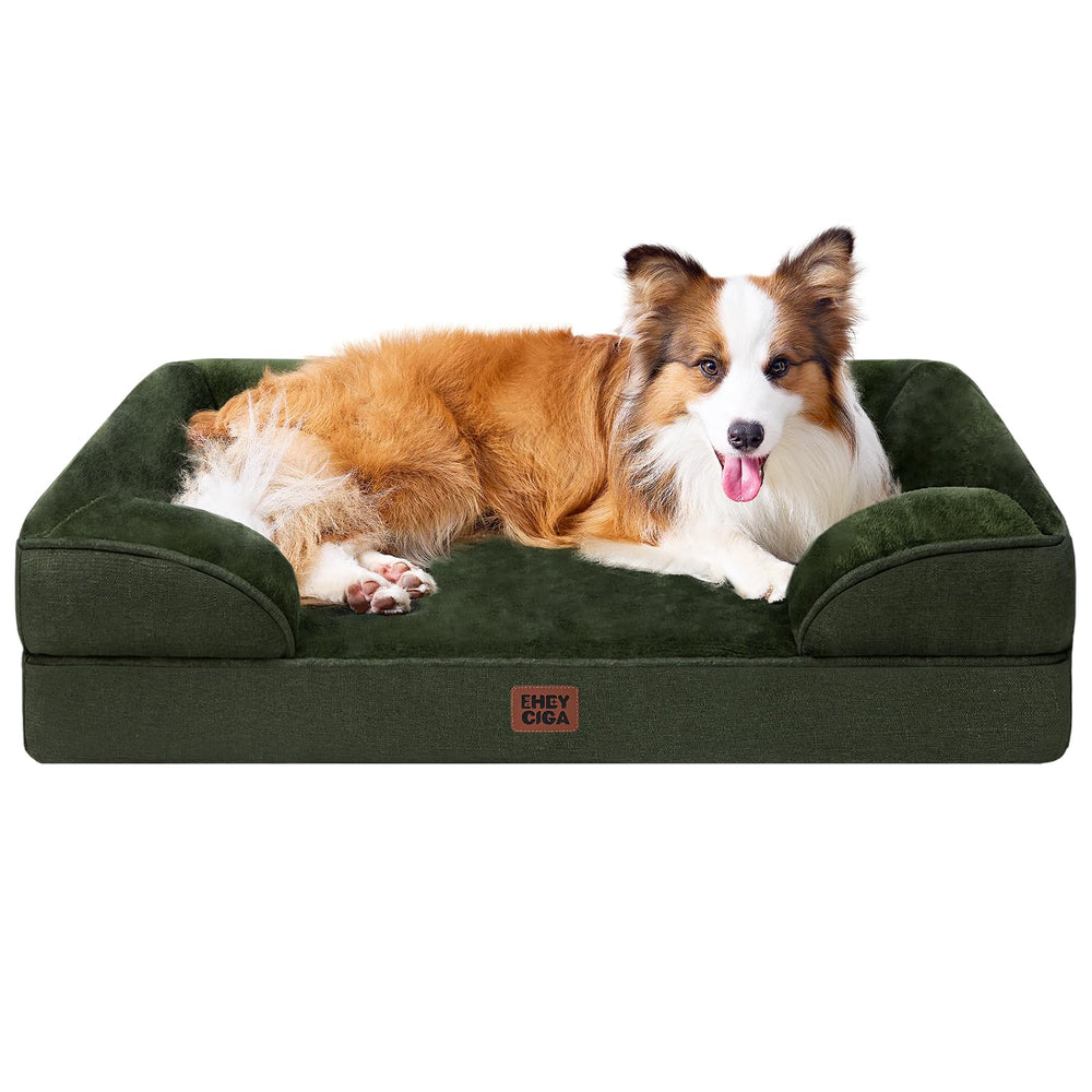 EHEYCIGA orthopedic dog bed with memory foam and side bolsters for neck support