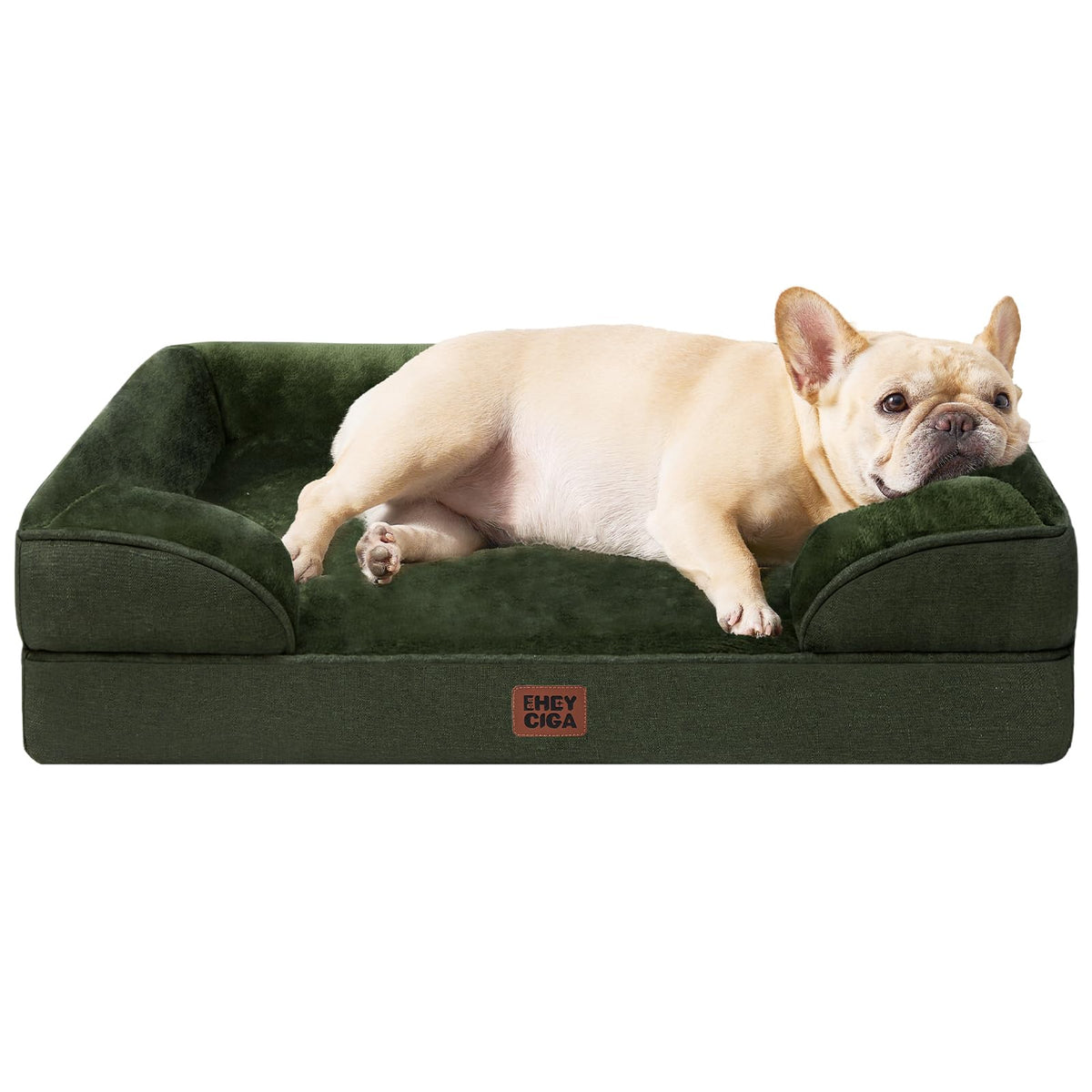 EHEYCIGA orthopedic dog bed memory foam top view supports joints and comfort.