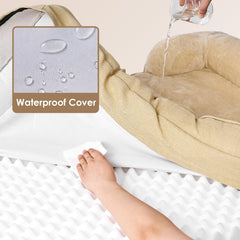 EHEYCIGA memory foam top layer in a cozy fleece bed.