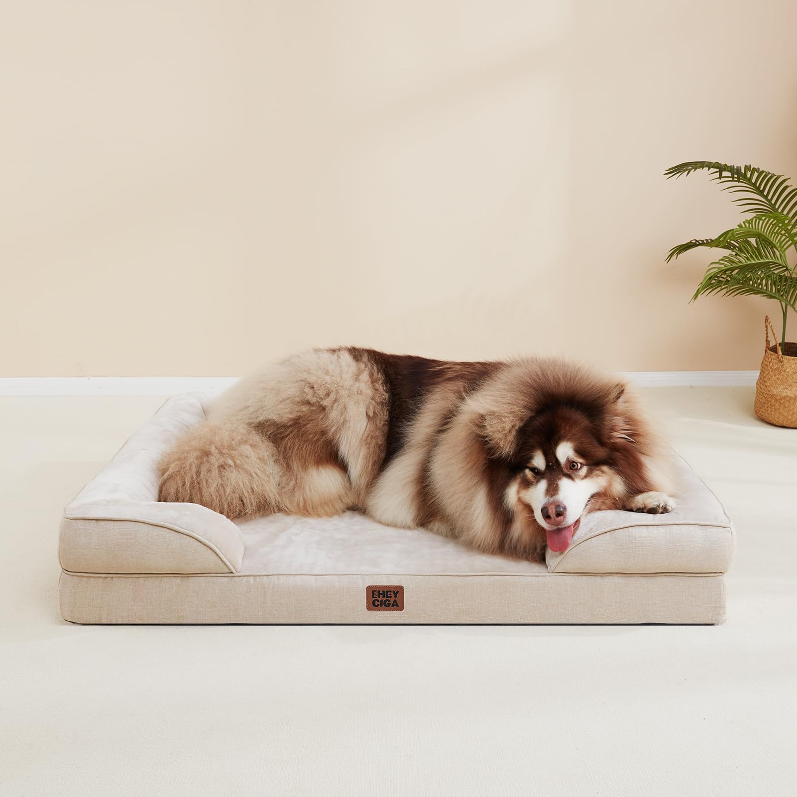 EHEYCIGA orthopedic-dog-bed non-slip-bottom reduces movement on slick floors.