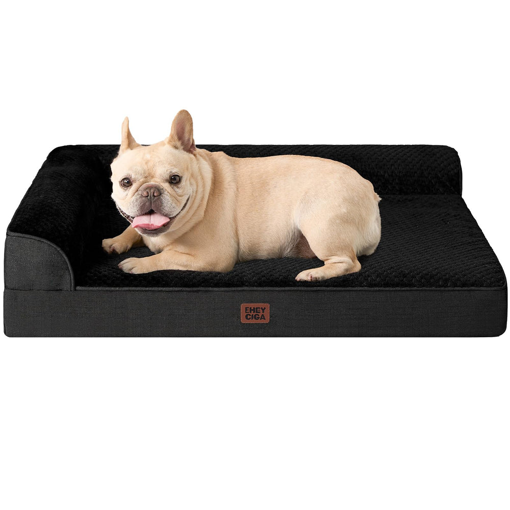 EHEYCIGA orthopedic dog bed overview with L-shaped design for neck support