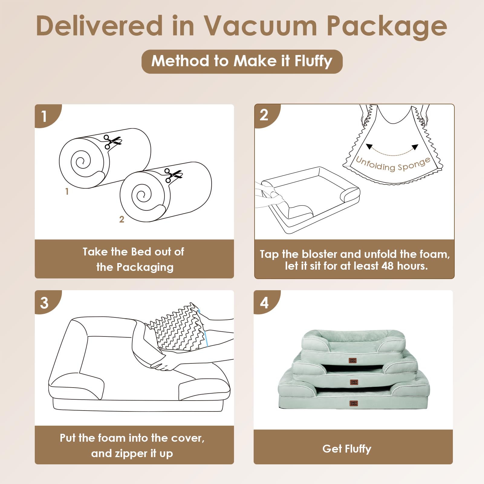 Removable, washable cover with zipper for easy cleaning.