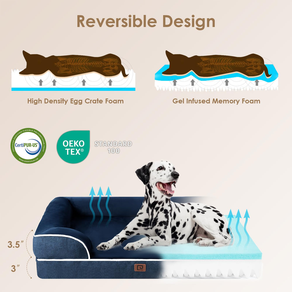 EHEYCIGA orthopedic dog bed side bolster view shows neck and head support