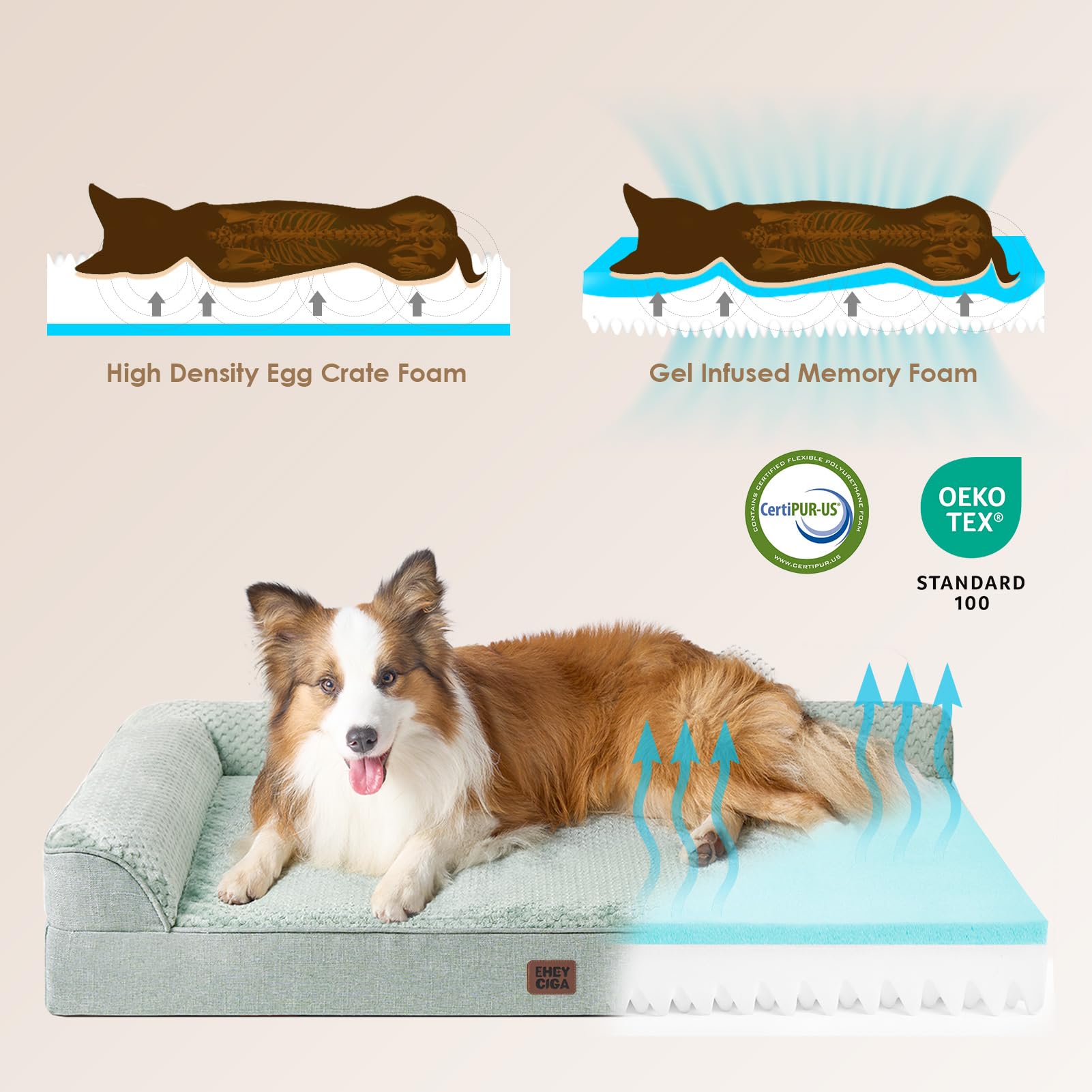 EHEYCIGA bed with soft flannel surface for cozy naps