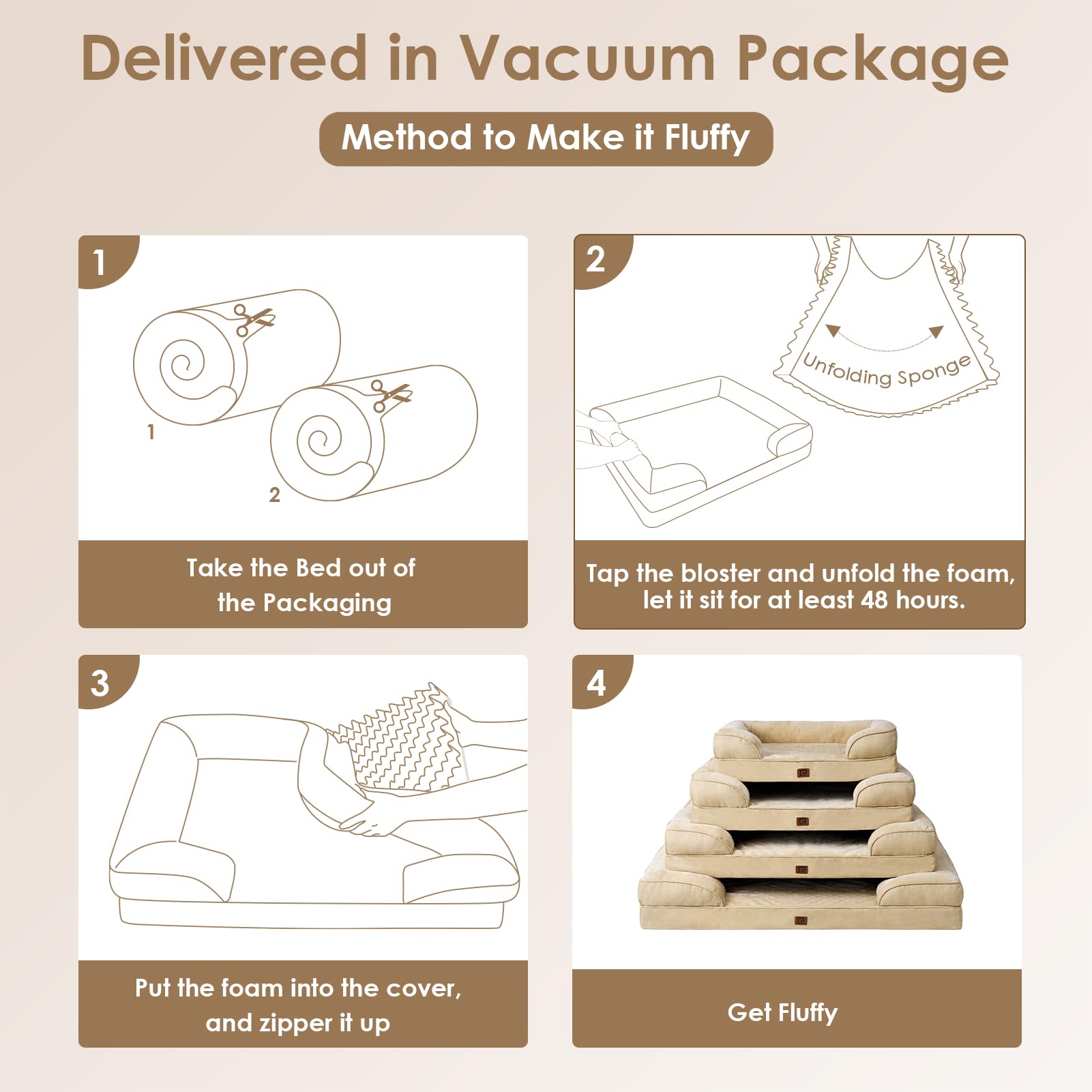 EHEYCIGA bed available in medium, large, and XL for various dog sizes.
