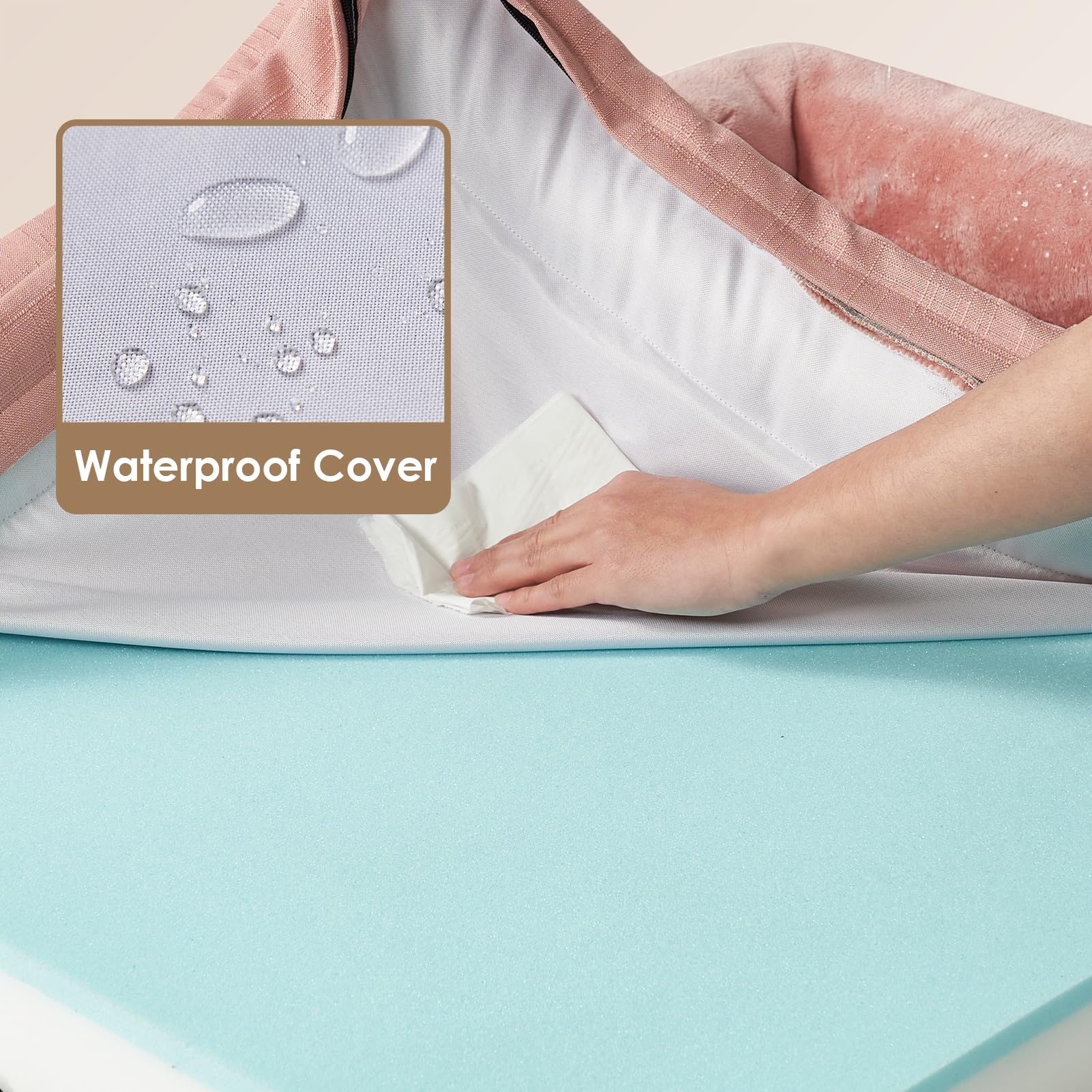 Waterproof cover close-up on EHEYCIGA bed interior protection