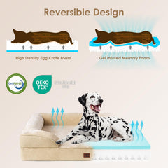 EHEYCIGA orthopedic bed showing waterproof cover over fleece for clean, dry sleep.