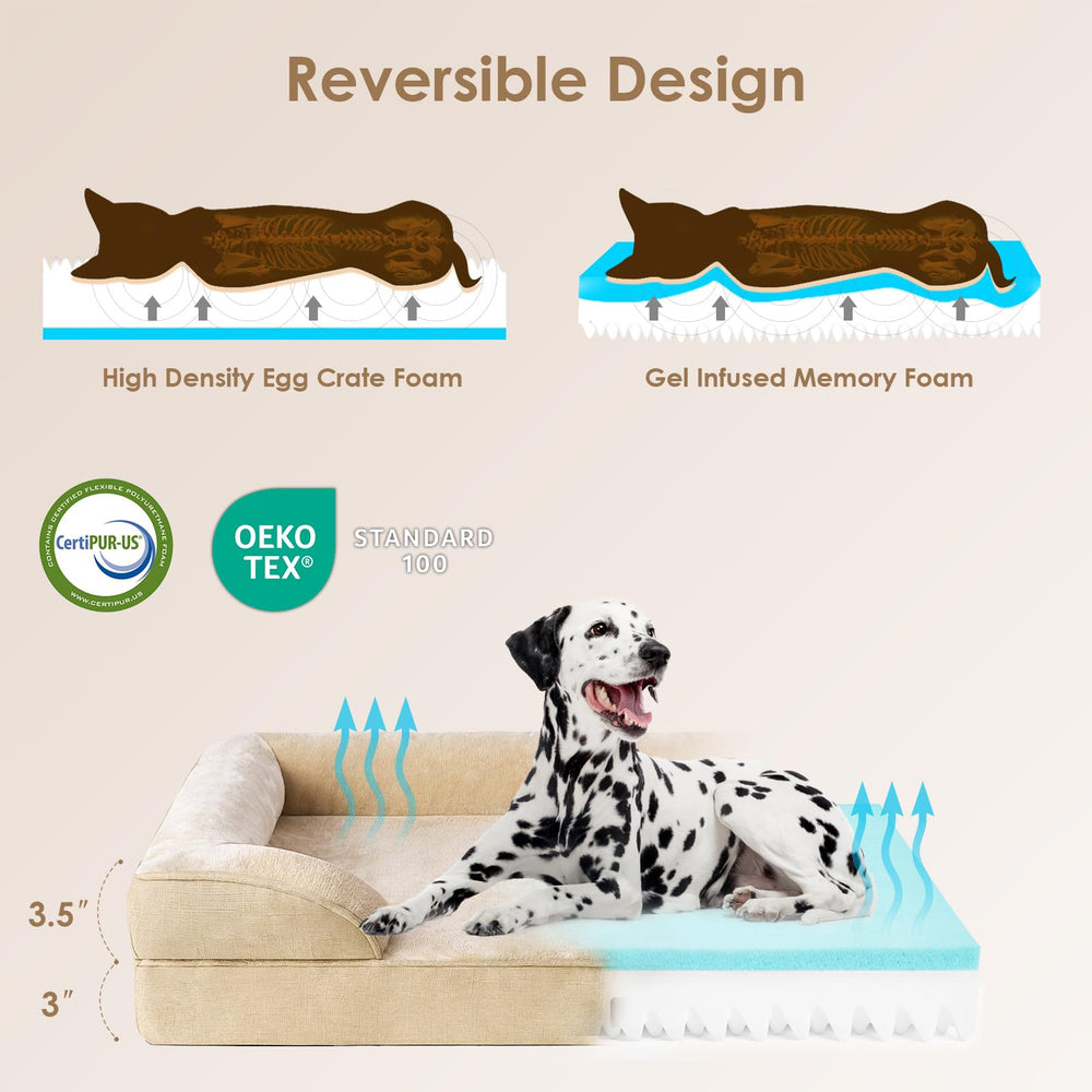 EHEYCIGA orthopedic bed features waterproof cover to keep the sleeping area dry.