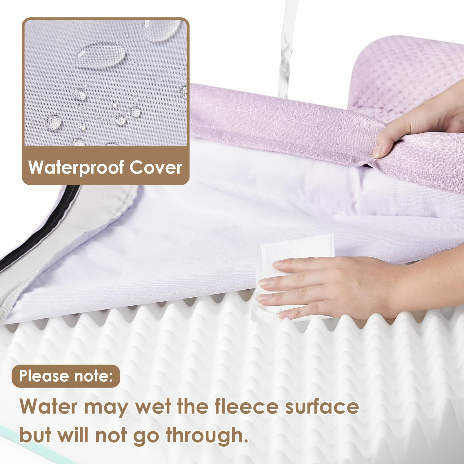 Waterproof film under the surface protects the bed for longer wear.