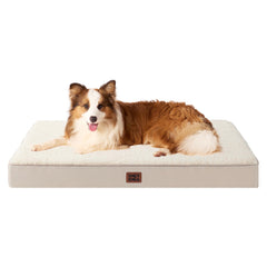 EHEYCIGA orthopedic XL dog bed with camel cover on crate.