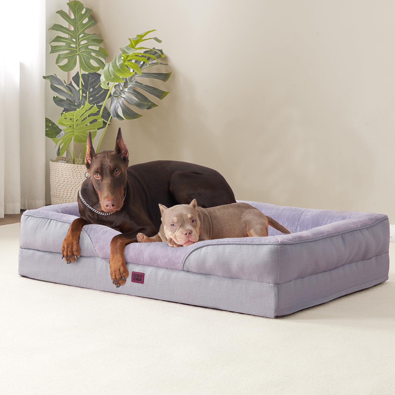 EHEYCIGA orthopedic XL dog bed dog relaxing contentedly on bed