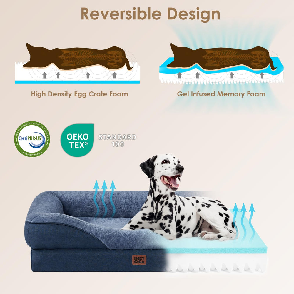 Dual-layer memory foam with egg crate detail emphasizing even pressure distribution