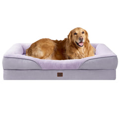 EHEYCIGA orthopedic XL dog bed front view with four-sided bolster for cozy support