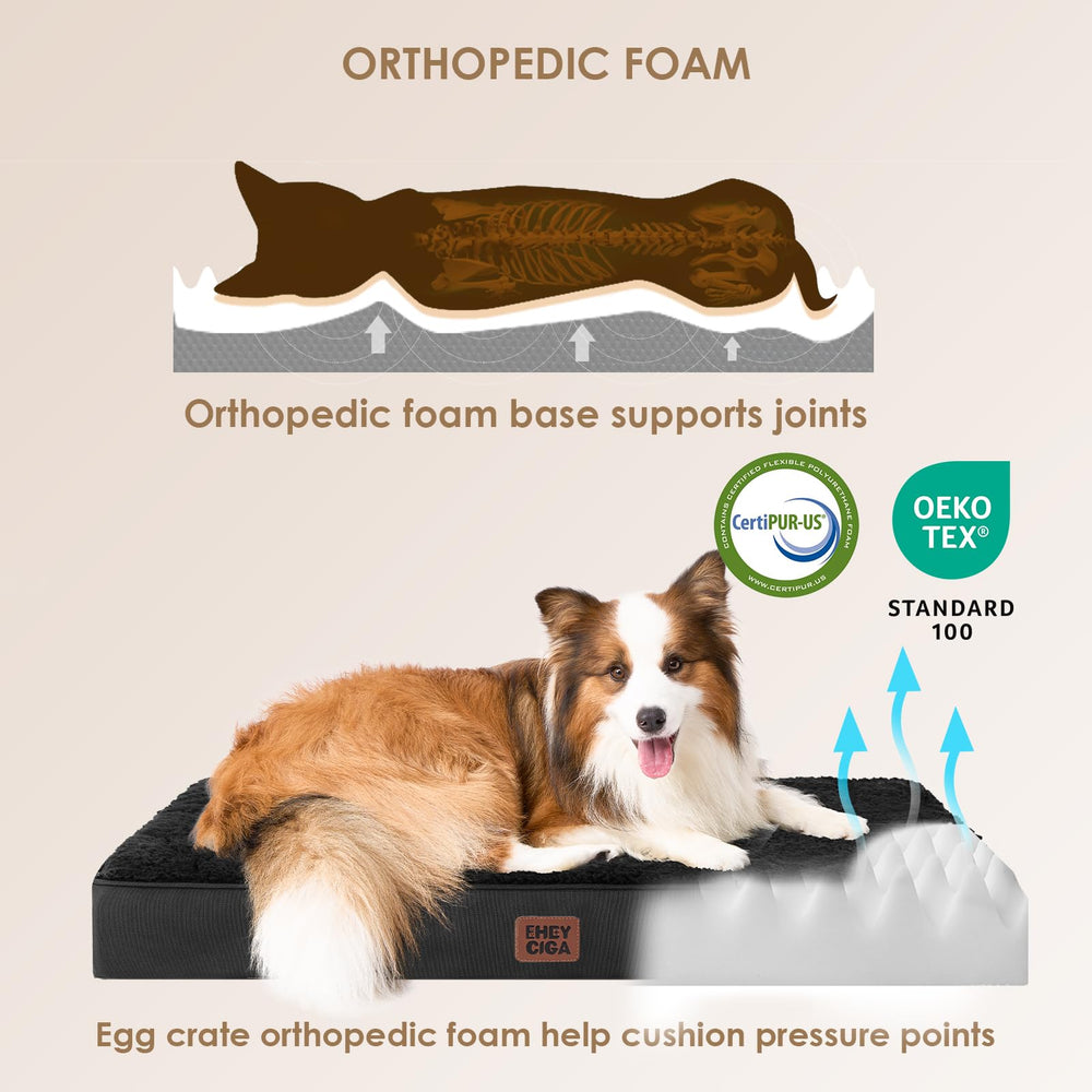 EHEYCIGA high-density egg-crate foam provides supportive comfort for large dogs.