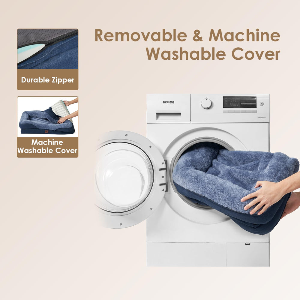 Removable cover close-up showing zipper and easy machine-wash cleaning