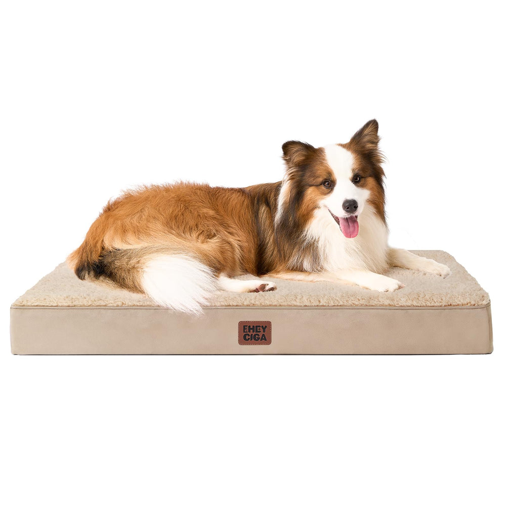 EHEYCIGA orthopedic XL dog bed top view with plush sherpa surface for comfort.