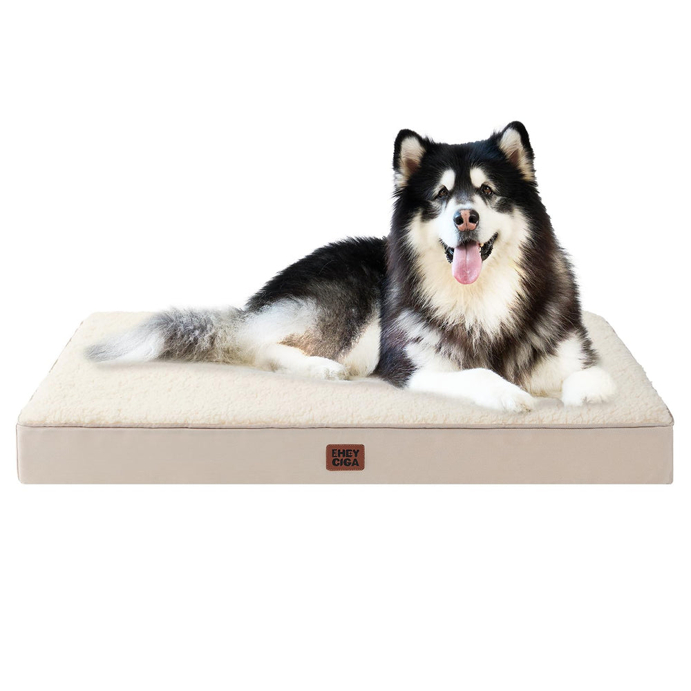EHEYCIGA orthopedic XXL dog bed in camel for large breeds