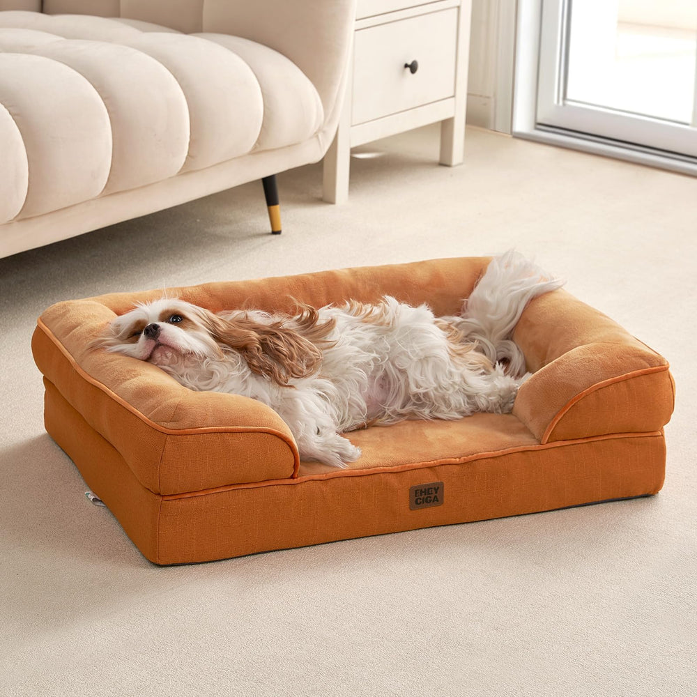 EHEYCIGA pumpkin orange bed expands after unpacking.