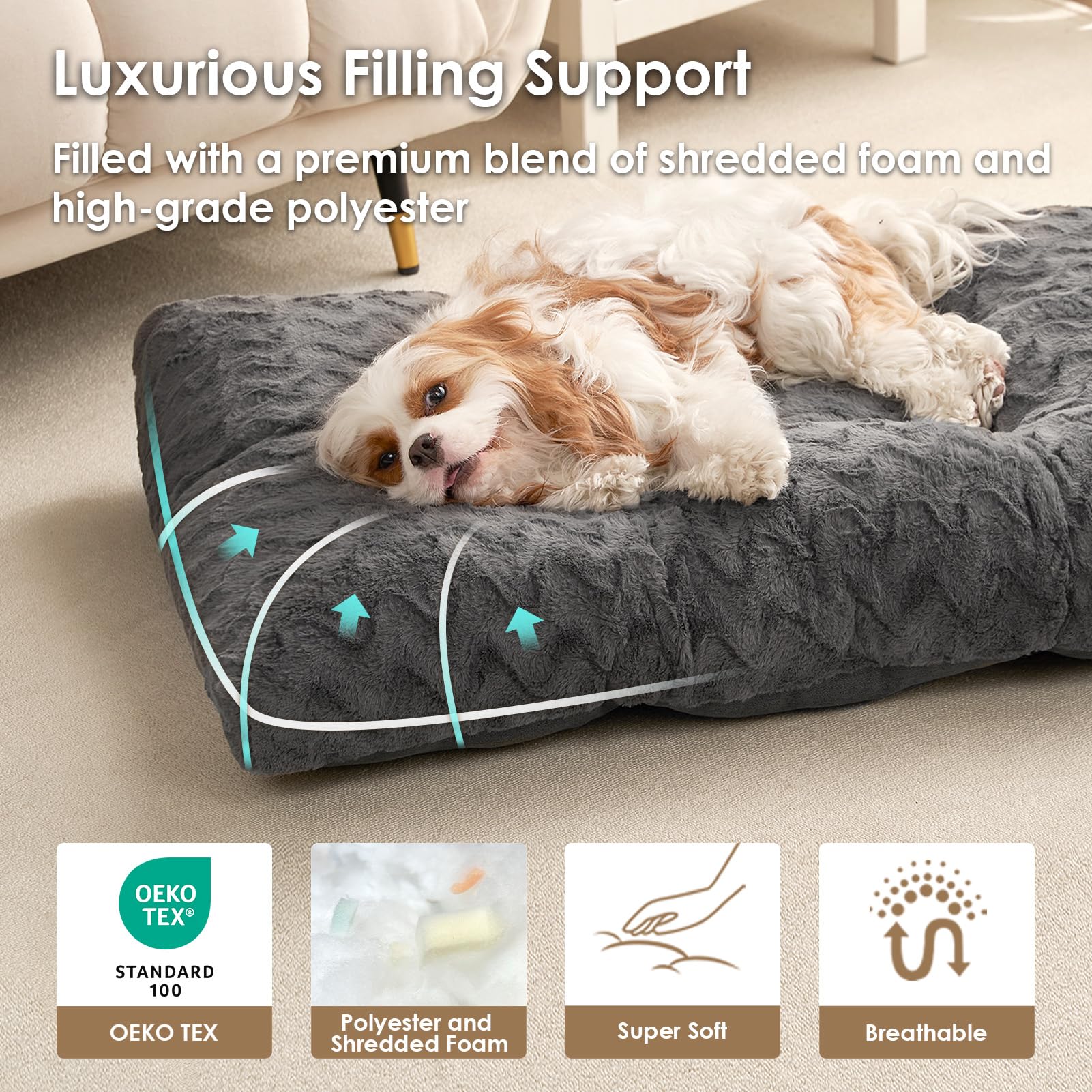 EHEYCIGA reversible kennel pad with plush side for cozy warmth
