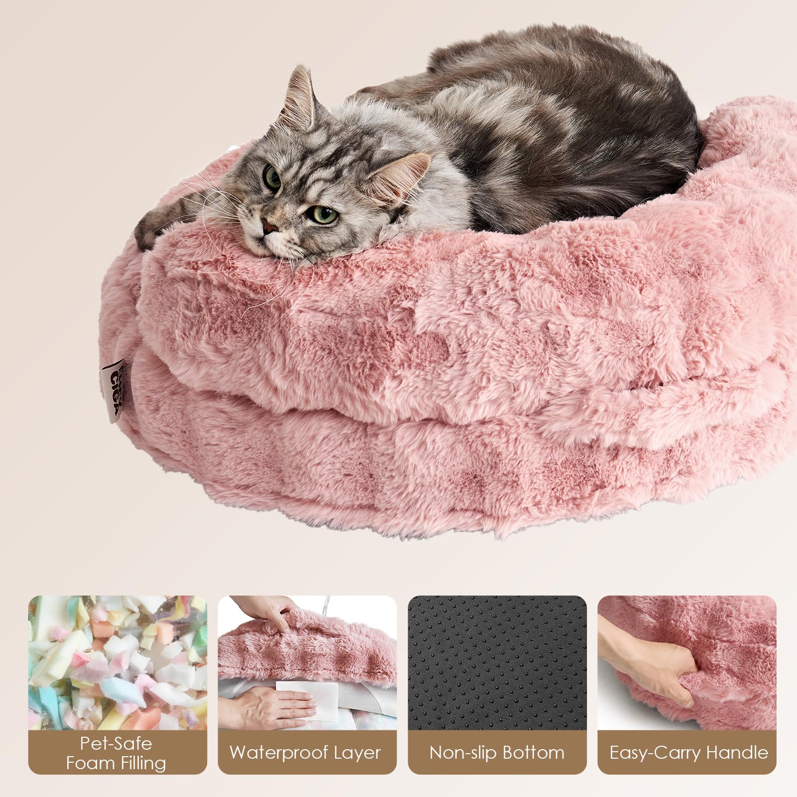EHEYCIGA soft cat couch bed non-slip base keeps it steady.