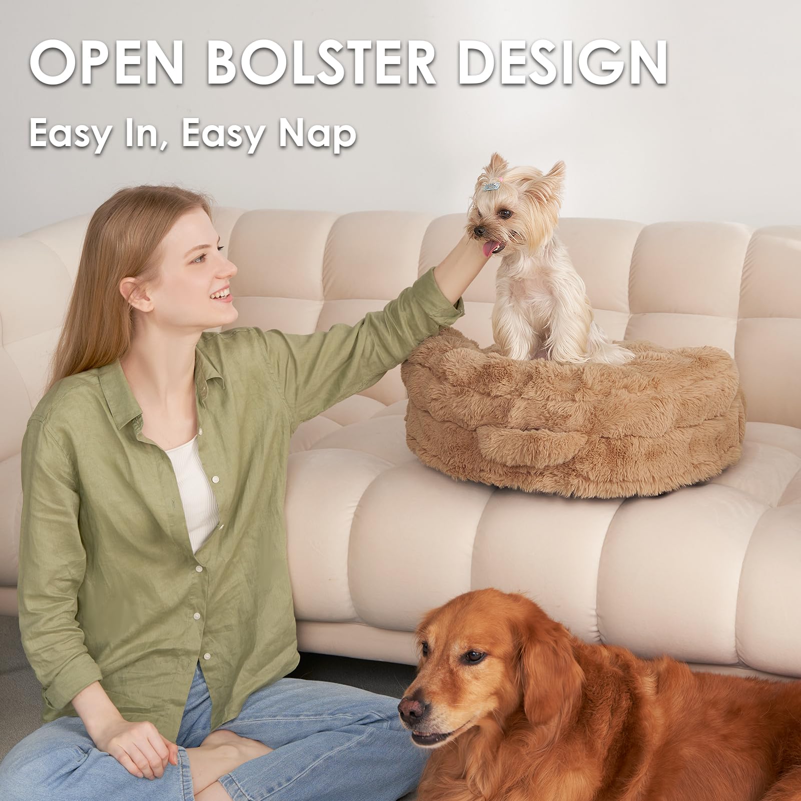 EHEYCIGA Soft Cat Couch Bed removable cover close-up shown for simple washing.